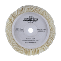 Buff and Shine 7503HD - 7.5" 100% Natural Wool (4 Ply Twist) Bolt-On Wool Pad - Cutting - Heavy Duty Backing